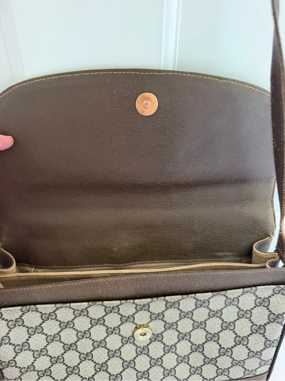 Gucci Beige & Brown Monogram Messenger Bag